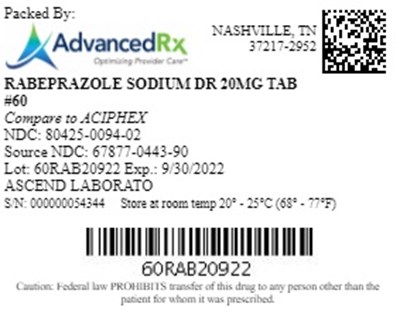 Rabeprazole Sodium Dr Qty 60 Ndc 80425 0094